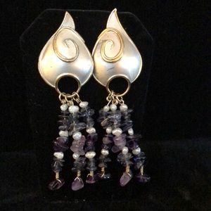 Pearlescent/Gold Overlay-Sterling Silver Earrings